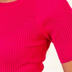 Aansluitende Ribstof Jurk Demi Fuchsia -Mooie Stijl Verkoop Aansluitende Ribstof Jurk Demi Fuchsia 2 586x900 1