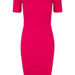 Aansluitende Ribstof Jurk Demi Fuchsia -Mooie Stijl Verkoop Aansluitende Ribstof Jurk Demi Fuchsia 586x900 1