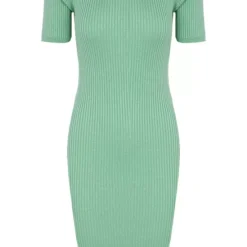 Aansluitende Ribstof Jurk Demi Mint -Mooie Stijl Verkoop Aansluitende Ribstof Jurk Demi Mint 586x900 1