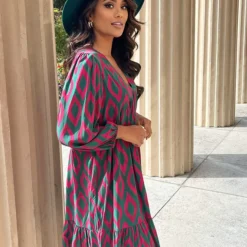 Aztec Jurk Chelby Groen Roze 17 Aztec Jurk Chelby Groen Roze -Mooie Stijl Verkoop Aztec Jurk Chelby Groen Roze 2 586x900 2