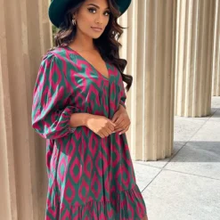 Aztec Jurk Chelby Groen Roze 16 Aztec Jurk Chelby Groen Roze -Mooie Stijl Verkoop Aztec Jurk Chelby Groen Roze 3 586x900 2