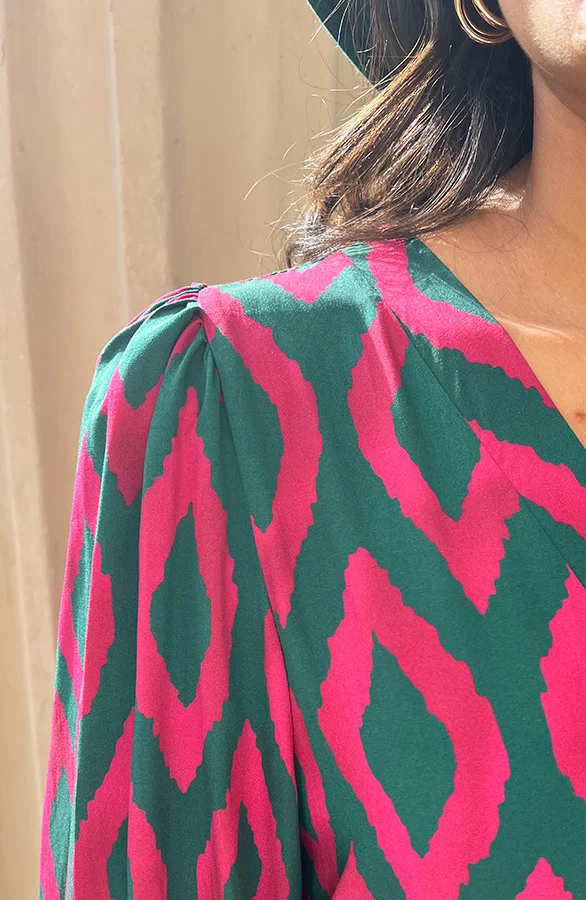 Aztec Jurk Chelby Groen Roze 5 Aztec Jurk Chelby Groen Roze - Afbeelding 5