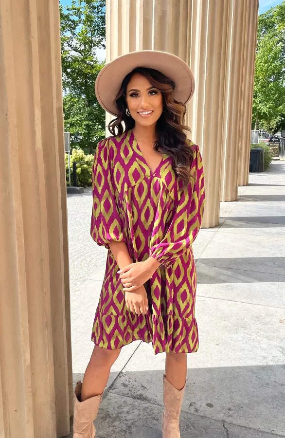 Aztec Jurk Chelby Paars Groen 2 Aztec Jurk Chelby Paars Groen - Afbeelding 2