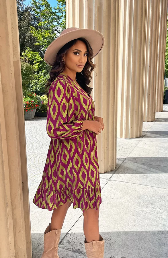 Aztec Jurk Chelby Paars Groen 9 Aztec Jurk Chelby Paars Groen - Afbeelding 9