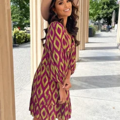 Aztec Jurk Chelby Paars Groen 13 Aztec Jurk Chelby Paars Groen -Mooie Stijl Verkoop Aztec Jurk Chelby Paars Groen 4 586x900 1