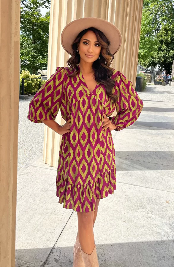 Aztec Jurk Chelby Paars Groen 1 Aztec Jurk Chelby Paars Groen