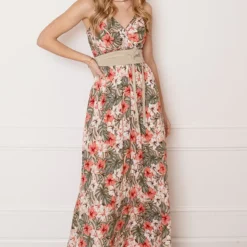 Bloemen Spaghetti Jurk Jacky Sand Koraal