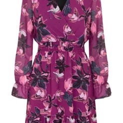 Bloemen V-hals Jurk Lauren Magenta 13 Bloemen V-hals Jurk Lauren Magenta -Mooie Stijl Verkoop Bloemen V hals Jurk Lauren Magenta 2 586x900 2