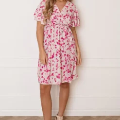 Bloemenprint Jurk Nikkie Beige -Mooie Stijl Verkoop Bloemenprint Jurk Nikkie Beige 4 586x900 1