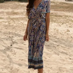 Bohemian Midi Jurk Aimee Kobalt -Mooie Stijl Verkoop Bohemian Midi Jurk Aimee Kobalt 4 586x900 1