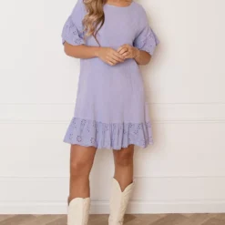 Detailed Katoenen Jurk Robin Lila -Mooie Stijl Verkoop Detailed Katoenen Jurk Robin Lila 5 586x900 1