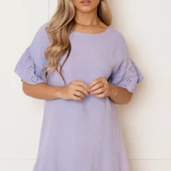 Detailed Katoenen Jurk Robin Lila -Mooie Stijl Verkoop Detailed Katoenen Jurk Robin Lila 6 586x900 2