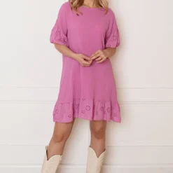 Detailed Katoenen Jurk Robin Roze -Mooie Stijl Verkoop Detailed Katoenen Jurk Robin Roze 6 586x900 1