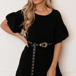 Detailed Katoenen Jurk Robin Zwart -Mooie Stijl Verkoop Detailed Katoenen Jurk Robin Zwart 1 586x900 2