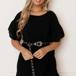 Detailed Katoenen Jurk Robin Zwart -Mooie Stijl Verkoop Detailed Katoenen Jurk Robin Zwart 2 586x900 2