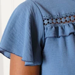 Detailed Strik Jurk Kensi Jeansblauw -Mooie Stijl Verkoop Detailed Strik Jurk Kensi Jeansblauw 1 586x900 1