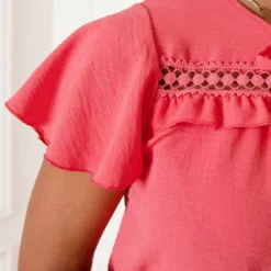 Detailed Strik Jurk Kensi Koraal -Mooie Stijl Verkoop Detailed Strik Jurk Kensi Koraal 1 586x900 1