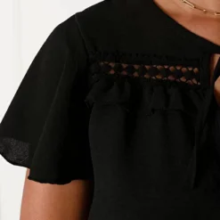 Detailed Strik Jurk Kensi Zwart -Mooie Stijl Verkoop Detailed Strik Jurk Kensi Zwart 5 586x900 1