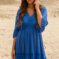 Embroidery Detail Jurk Maureen Kobalt