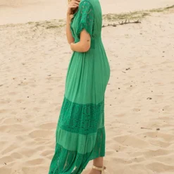 Embroidery Maxi Jurk Maureen Groen -Mooie Stijl Verkoop Embroidery Maxi Jurk Maureen Groen 586x900 1