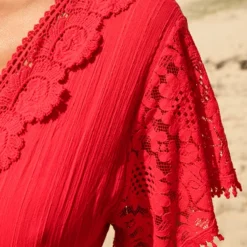 Embroidery Maxi Jurk Maureen Rood -Mooie Stijl Verkoop Embroidery Maxi Jurk Maureen Rood 586x900 1