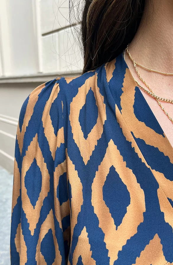 Aztec Jurk Chelby Blauw Camel 10 Aztec Jurk Chelby Blauw Camel - Afbeelding 10