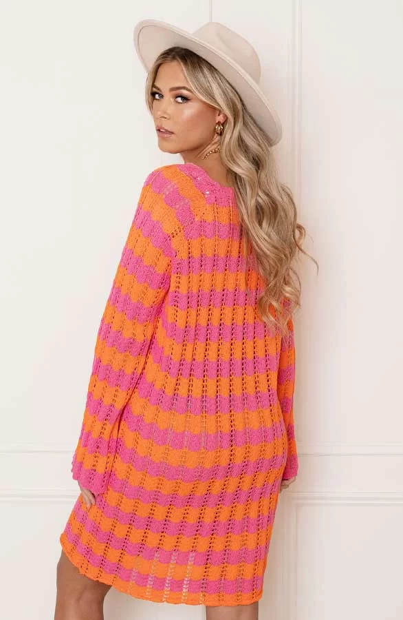 Gehaakte Wavy Jurk Maura Roze Oranje 10 Gehaakte Wavy Jurk Maura Roze Oranje - Afbeelding 10