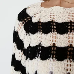 Gehaakte Wavy Jurk Maura Zwart Ecru -Mooie Stijl Verkoop Gehaakte Wavy Jurk Maura Zwart Ecru close 586x900 1