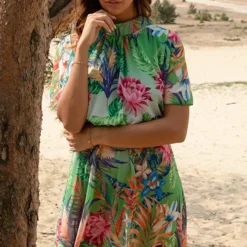 Jurk Met Jungleprint Yulin Multicolor 15 Jurk Met Jungleprint Yulin Multicolor -Mooie Stijl Verkoop Jurk Met Jungleprint Yulin Mutlicolor 3 586x900 2