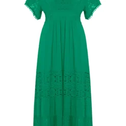 Embroidery Maxi Jurk Maureen Groen -Mooie Stijl Verkoop Kanten Maxi Jurk Maureen Groen 586x900 1