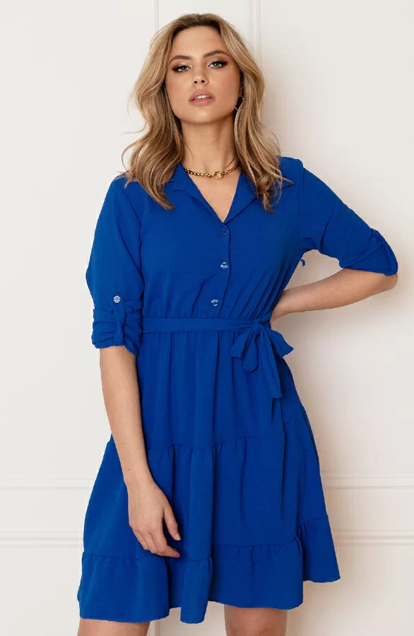 Laagjes Strik Jurk Rina Kobalt 2 Laagjes Strik Jurk Rina Kobalt - Afbeelding 2