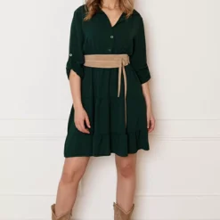 Laagjes Strik Jurk Rina Smaragd -Mooie Stijl Verkoop Laagjes Strik Jurk Rina Smaragd 2 586x900 1