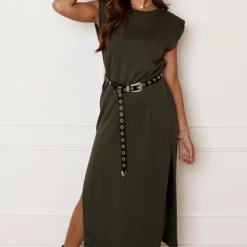 Lange Jurk Met Split Marit Army -Mooie Stijl Verkoop Lange Jurk Met Split Marit Army 2 586x900 2