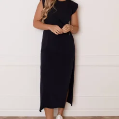 Lange Jurk Met Split Marit Marine -Mooie Stijl Verkoop Lange Jurk Met Split Marit Marine2 2 586x900 1