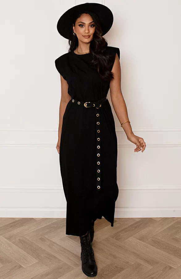 Lange Jurk Met Split Marit Zwart 7 Lange Jurk Met Split Marit Zwart - Afbeelding 7