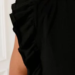 Lange Ruffle Jurk Met Split Fae Zwart -Mooie Stijl Verkoop Lange Ruffle Jurk Met Split Fae Zwart 1 586x900 2