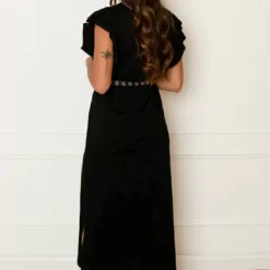 Lange Ruffle Jurk Met Split Fae Zwart -Mooie Stijl Verkoop Lange Ruffle Jurk Met Split Fae Zwart 586x900 2