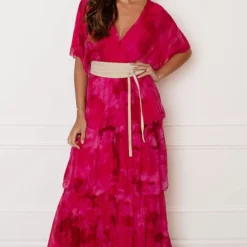 Mooie Stijl Verkoop -Mooie Stijl Verkoop Maxi Laagjes Jurk Maja Fuchsia 1 586x900 1