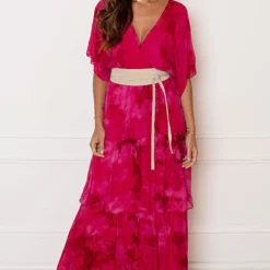 Maxi Laagjes Jurk Maja Fuchsia -Mooie Stijl Verkoop Maxi Laagjes Jurk Maja Fuchsia 2 586x900 2