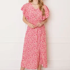 Midi Bloemenprint Jurk Alicia Roze 13 Midi Bloemenprint Jurk Alicia Roze -Mooie Stijl Verkoop Midi Bloemenprint Jurk Alicia Roze 1 586x900 1