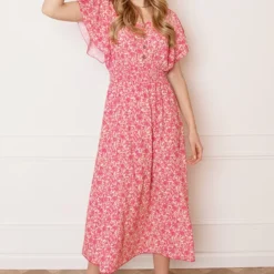 Midi Bloemenprint Jurk Alicia Roze 18 Midi Bloemenprint Jurk Alicia Roze -Mooie Stijl Verkoop Midi Bloemenprint Jurk Alicia Roze 3 586x900 2