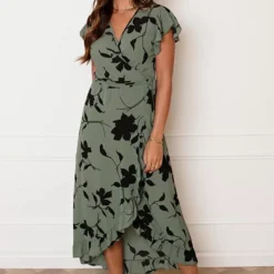 Midi Jurk Bloemen Jenny Army Zwart