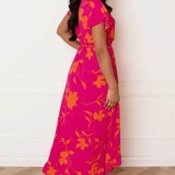 Midi Jurk Bloemen Jenny Roze Oranje -Mooie Stijl Verkoop Midi Jurk Bloemen Jenny Roze Oranje 1 586x900 1