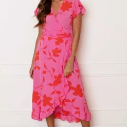 Midi Jurk Bloemen Jenny Roze Rood 13 Midi Jurk Bloemen Jenny Roze Rood -Mooie Stijl Verkoop Midi Jurk Bloemen Jenny Roze Rood 8 586x900 1