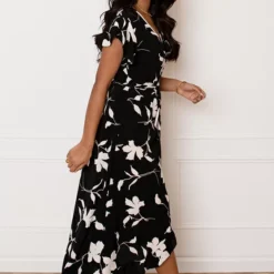 Midi Jurk Bloemen Jenny Zwart Beige -Mooie Stijl Verkoop Midi Jurk Bloemen Jenny Zwart Beige 4 586x900 1