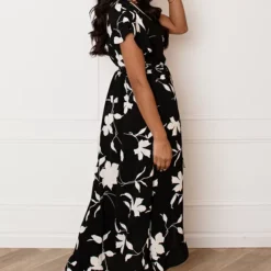 Midi Jurk Bloemen Jenny Zwart Beige -Mooie Stijl Verkoop Midi Jurk Bloemen Jenny Zwart Beige 6 586x900 1