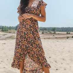 Midi Jurk Bloemenprint Jenny Marine -Mooie Stijl Verkoop Midi Jurk Bloemenprint Marine 3 586x900 1