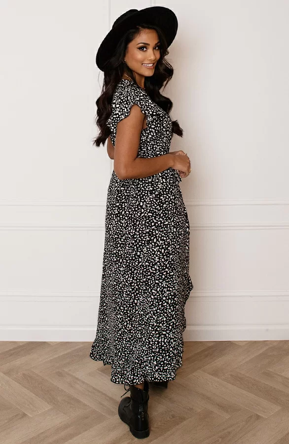 Midi Jurk Cheetah Jenny Zwart 4 Midi Jurk Cheetah Jenny Zwart - Afbeelding 4