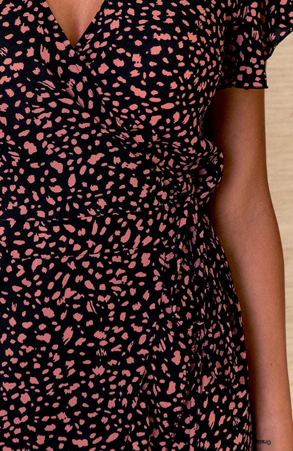 Midi Jurk Cheetah Jenny Zwart Koraal 8 Midi Jurk Cheetah Jenny Zwart Koraal - Afbeelding 8