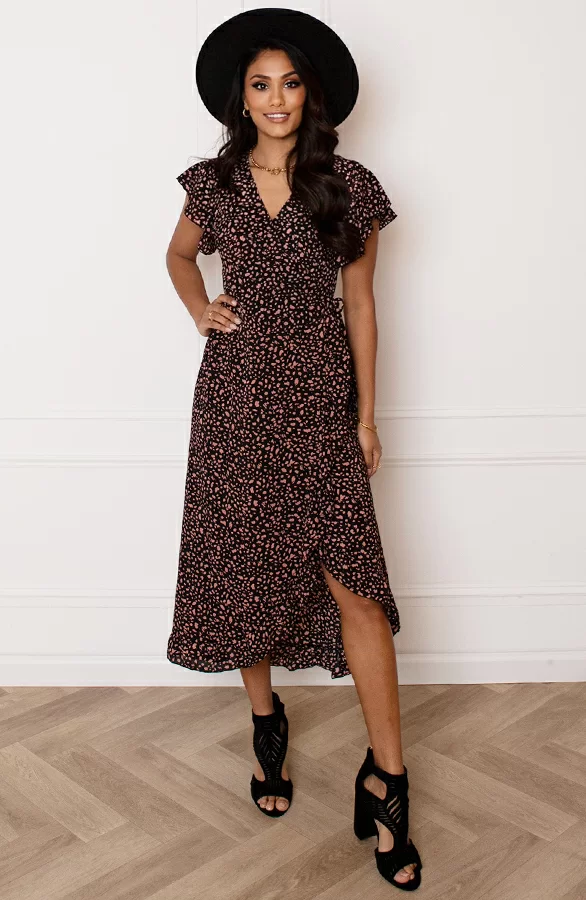 Midi Jurk Cheetah Jenny Zwart Koraal 1 Midi Jurk Cheetah Jenny Zwart Koraal